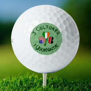 Kenya Ireland USA Shamrock Flag Personalised Golf Balls