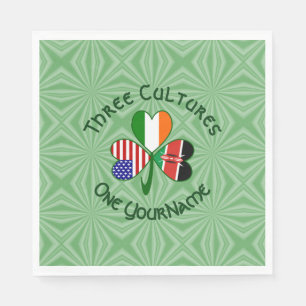 Kenya Ireland USA Shamrock Flag Personalised  Napkin