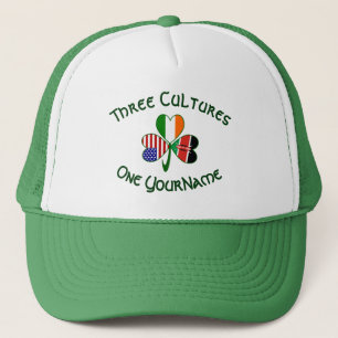 Kenya Ireland USA Shamrock Flag Personalised  Trucker Hat