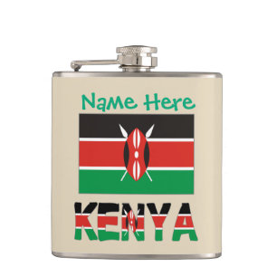 Kenya Kenyan Flag Green Personalised Hip Flask