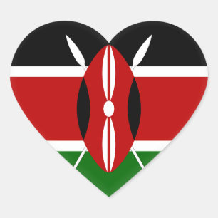Kenya (Kenyan) Flag Heart Sticker