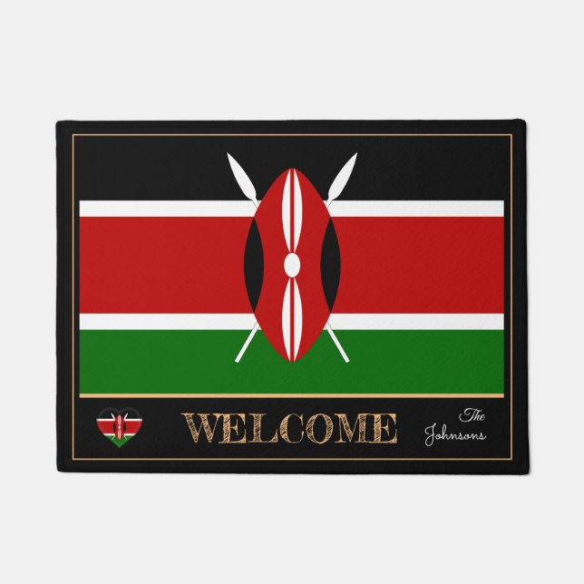 Kenya & Kenyan Flag house mats/sports Welcome Doormat (Front)