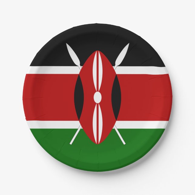 Kenya (Kenyan) Flag Paper Plate (Front)