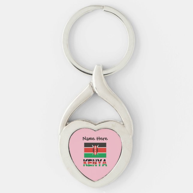 Kenya Kenyan Flag Personalised Name  Key Ring (Front)