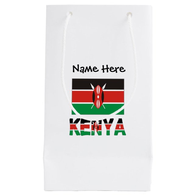 Kenya Kenyan Flag Personalised Name  Small Gift Bag (Front)