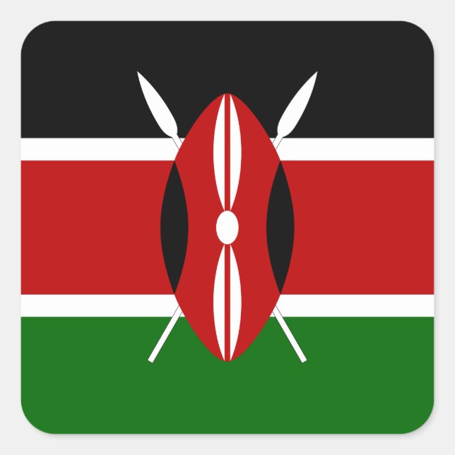 Kenya (Kenyan) Flag Square Sticker (Front)