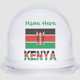 Kenya Kenyan Flag Tiled Green Personalisation Snowglobe