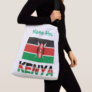Kenya Kenyan Flag Tiled Green Personalised  Crossbody Bag