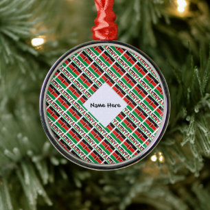 Kenya Kenyan Flag Tiled Personalised Metal Tree Decoration