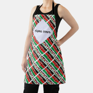 Kenya Kenyan Flag Tiled Personalised Name Apron