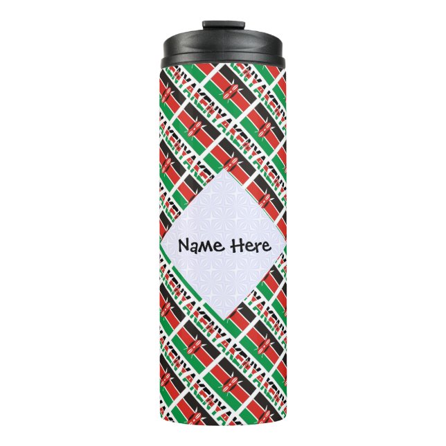 Kenya Kenyan Flag Tiled Personalised Name  Thermal Tumbler (Front)