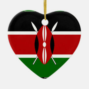 Kenya Kenyan Flags Ceramic Tree Decoration