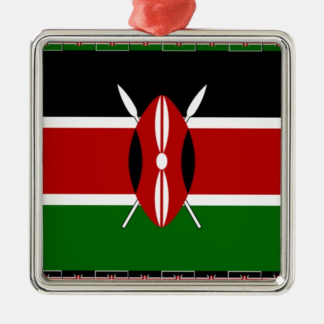Kenya Kenyan Flags Metal Tree Decoration (Front)