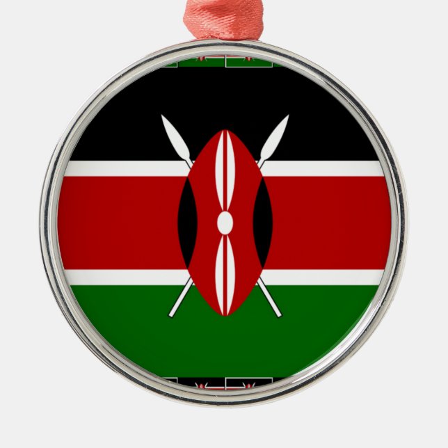 Kenya Kenyan Flags Metal Tree Decoration (Front)