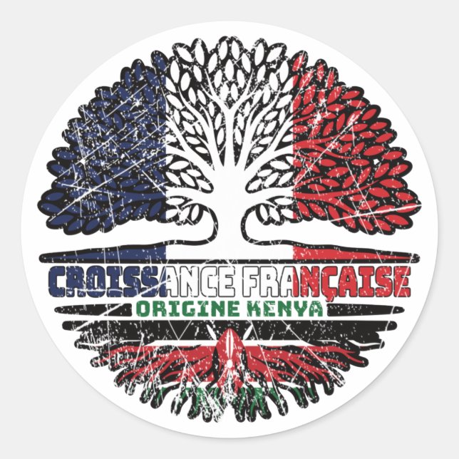 Kenya Kenyan French France Tree Roots Flag Classic Round Sticker (Front)