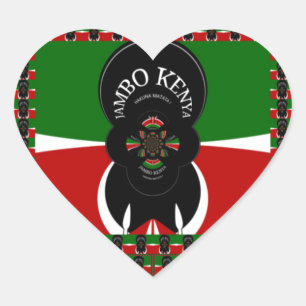 Kenya Lovely back red green ethnic hearts tribal  Heart Sticker