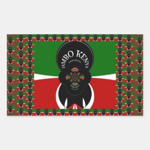 Kenya Lovely back red green ethnic hearts tribal  Rectangular Sticker