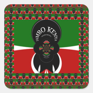 Kenya Lovely back red green ethnic hearts tribal Square Sticker