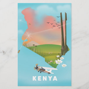 Kenya Map Illustration travel poster.
