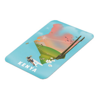 Kenya Map Illustration travel poster. Magnet