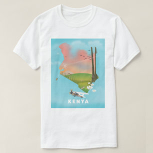 Kenya Map Illustration travel poster. T-Shirt
