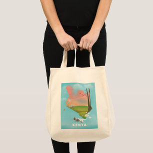 Kenya Map Illustration travel poster. Tote Bag