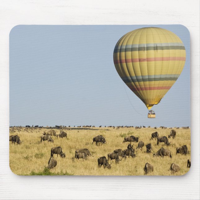 Kenya, Masai Mara. Tourists ride hot air balloon Mouse Mat (Front)