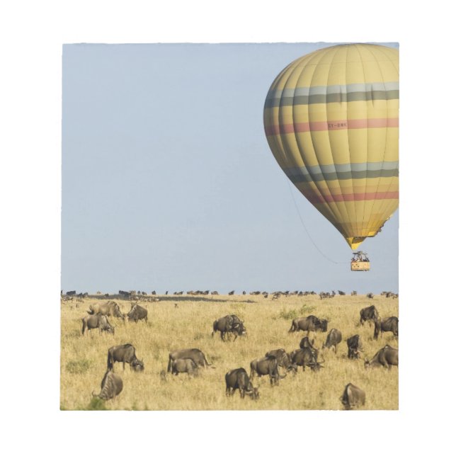 Kenya, Masai Mara. Tourists ride hot air balloon Notepad (Front)