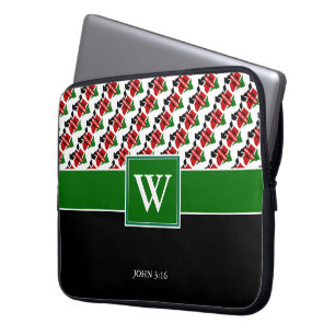 KENYA Monogram Christian GREEN Laptop Sleeve