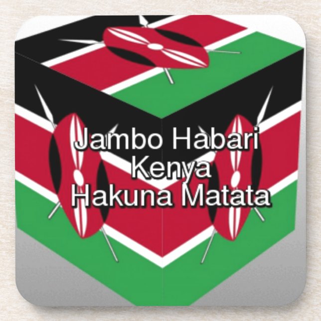 Kenya National Flag Colors Design Black Red Green Coaster (Front)