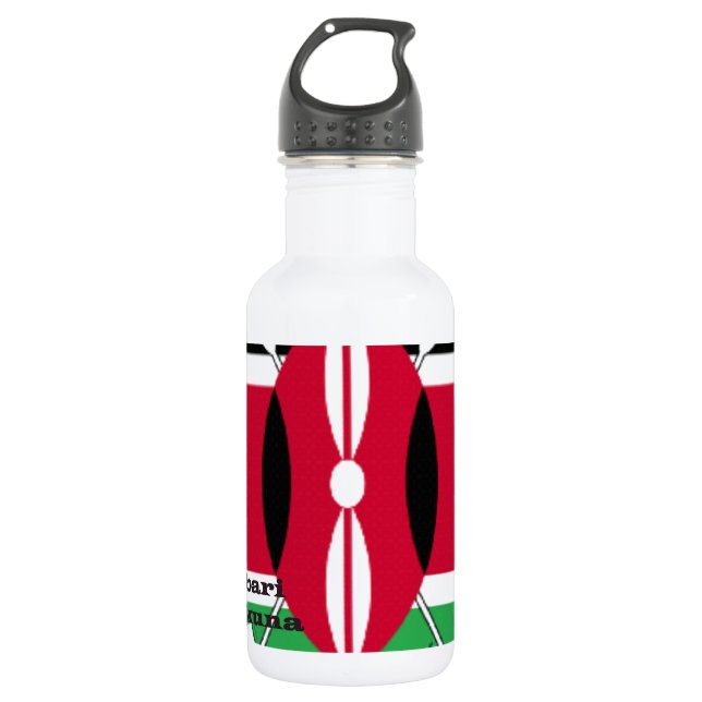 Kenya National Flag Colours Pattern Art Design 532 Ml Water Bottle (Front)