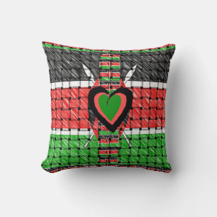 Kenya National Flag Colours Pattern Art Design Cushion