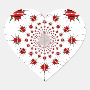 Kenya National Flag Shield Kaleidoscope Pattern Heart Sticker