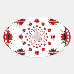 Kenya National Flag Shield Kaleidoscope Pattern  Oval Sticker