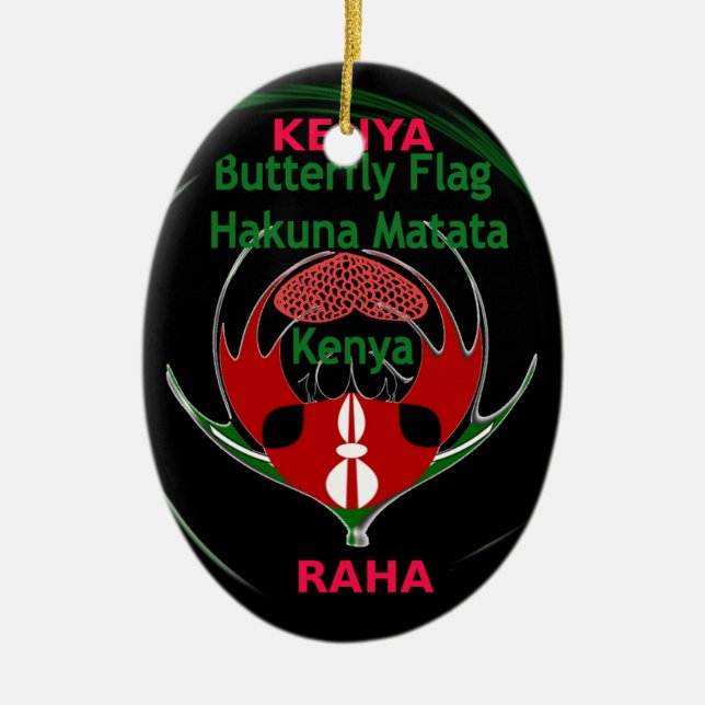Kenya Raha Hakuna Matata.jpg Ceramic Tree Decoration (Front)