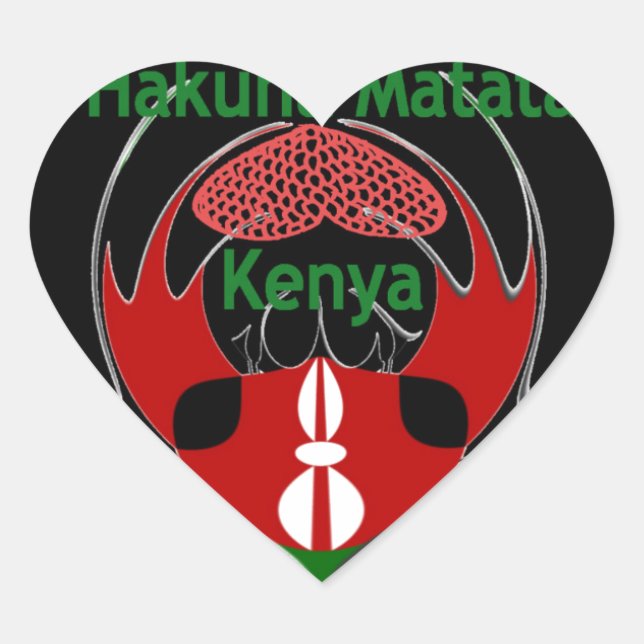 Kenya Raha Hakuna Matata.jpg Heart Sticker (Front)