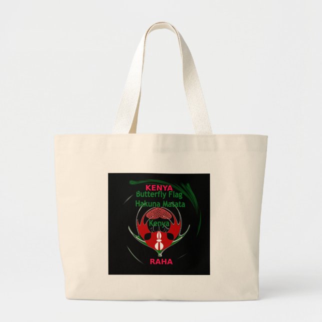 Kenya Raha Hakuna Matata. Large Tote Bag (Front)