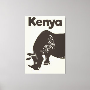 Kenya Rhino African vintage poster Canvas Print