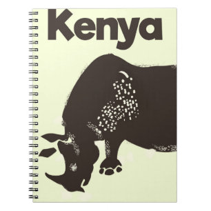 Kenya Rhino African vintage poster Notebook
