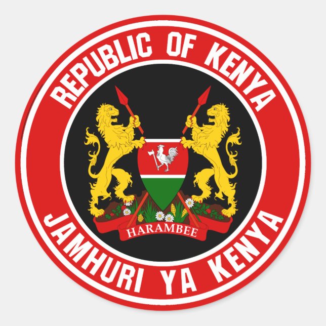 Kenya Round Emblem Classic Round Sticker (Front)