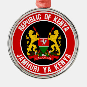 Kenya Round Emblem Metal Tree Decoration
