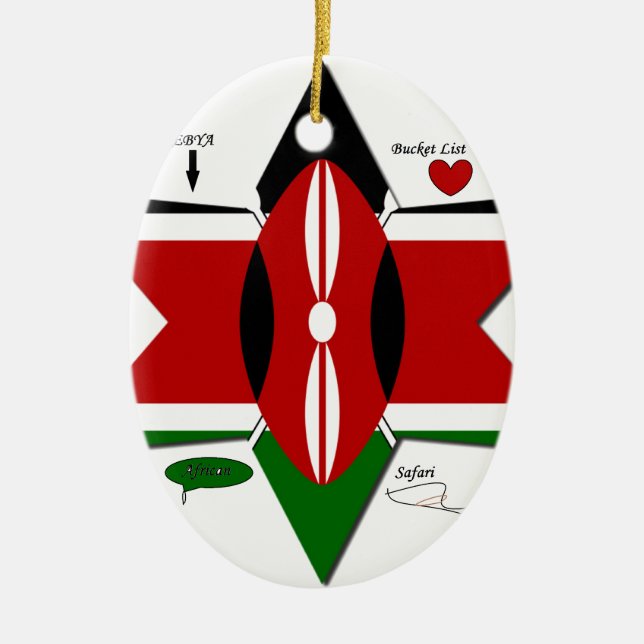 Kenya Safari Ceramic Tree Decoration (Front)