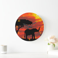 Kenya Safari Elephant Wildlife Sunset Watercolor