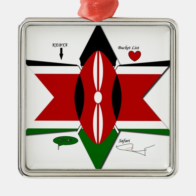 Kenya Safari Metal Tree Decoration (Front)