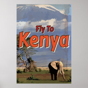 Kenya Safari Vintage vacation Poster