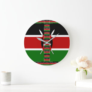 Kenya Seamless Flags Border Frames Art Print Large Clock