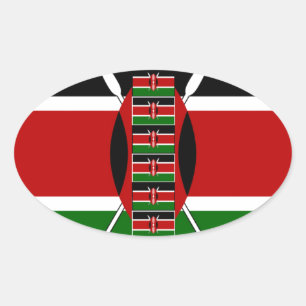 Kenya Seamless Flags Border Frames Art Print Oval Sticker
