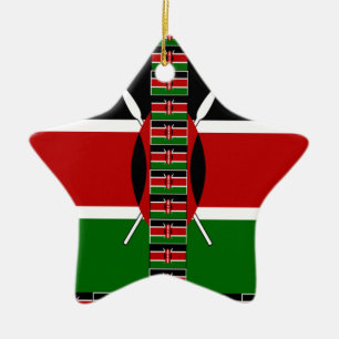 Kenya Seamless Miniature Flags Border Frames Art  Ceramic Tree Decoration
