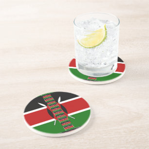 Kenya Seamless Miniature Flags Border Frames Art  Coaster