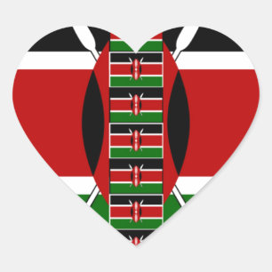 Kenya Seamless Miniature Flags Border Frames Art  Heart Sticker